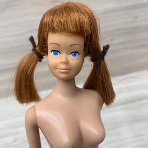 VTG Mattel Molded Hair Midge Barbie Friend Doll Red Wig Freckles Straight Leg